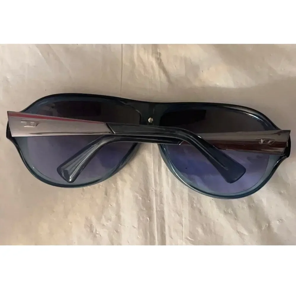 Vintage Diesel SIMAMA Z9IJ Sunglasses Blue Gray Shield Wrap Made In Italy Y2K